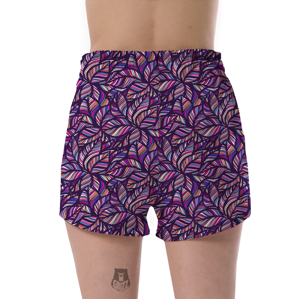 Neon Floral Tropical Hawaiian Palm Leaves Pattern Print Women's Shorts-grizzshop