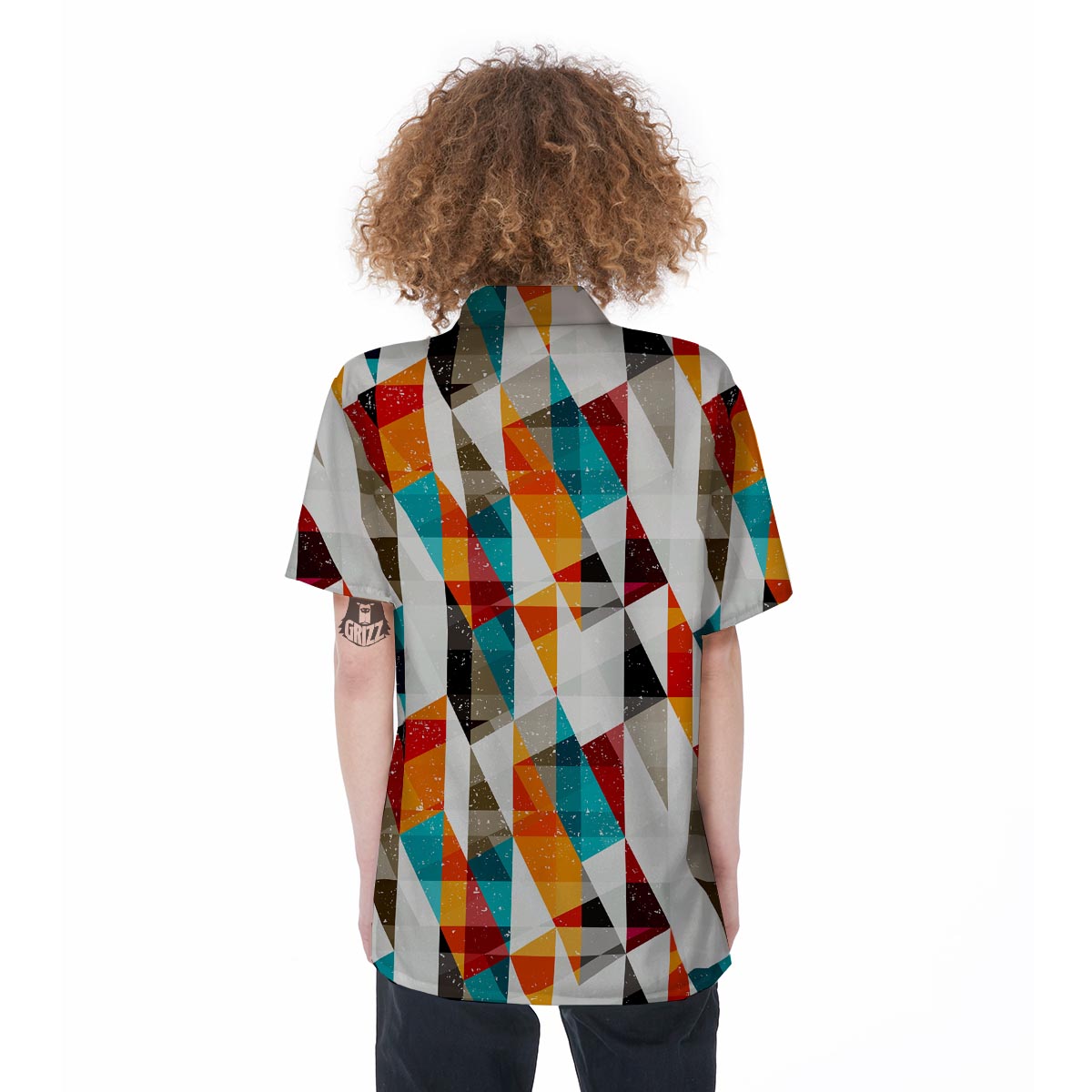 Neon Geometric Women's Short Sleeve Shirts-grizzshop