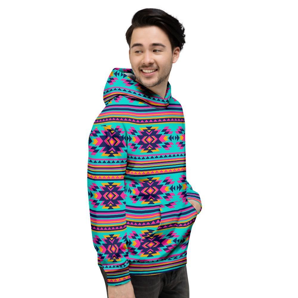 Neon Indian Aztec Abstract Art Print Men's Hoodie-grizzshop