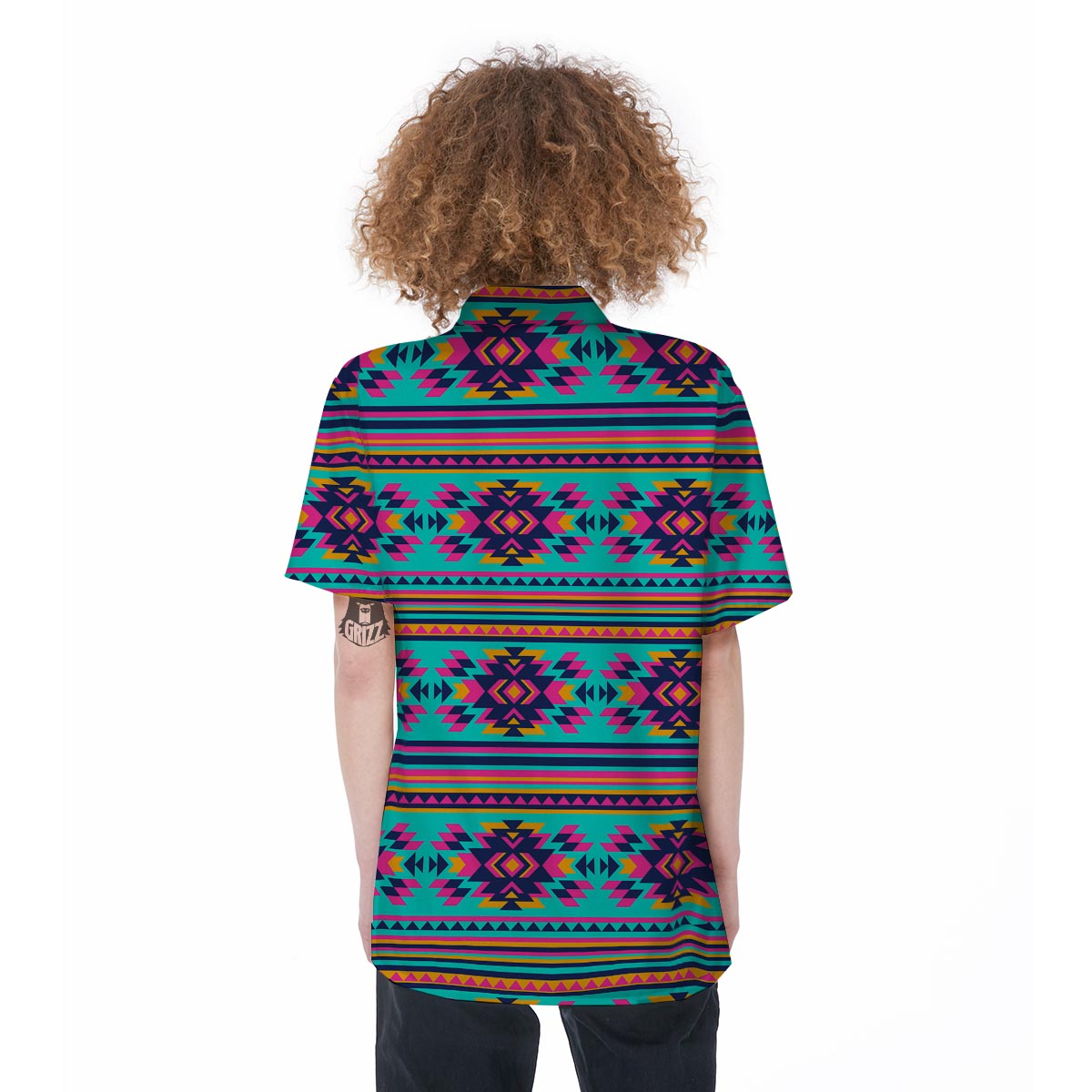 Neon Indian Aztec Abstract Art Print Women's Short Sleeve Shirts-grizzshop