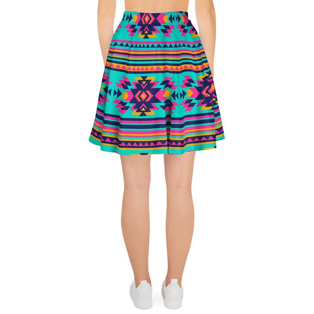 Neon Indian Aztec Abstract Art Print Women's Skirt-grizzshop