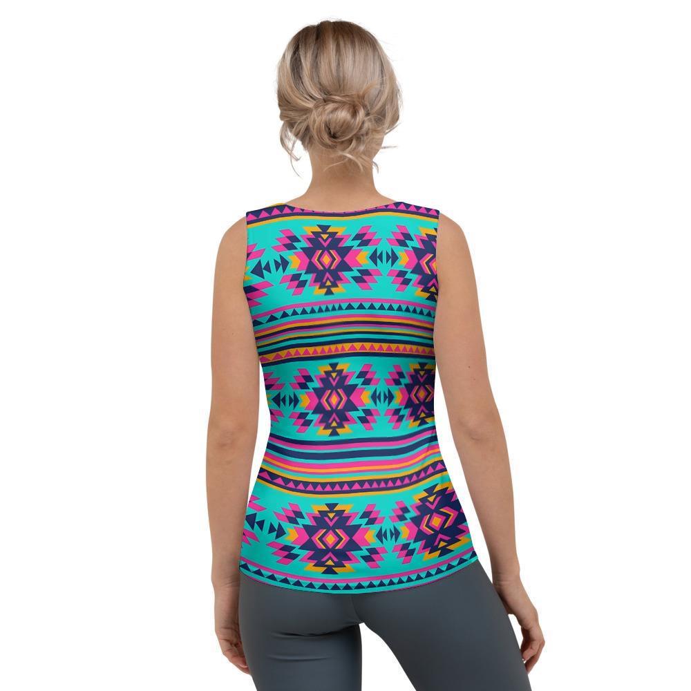 Neon Indian Aztec Abstract Art Print Women's Tank Top-grizzshop