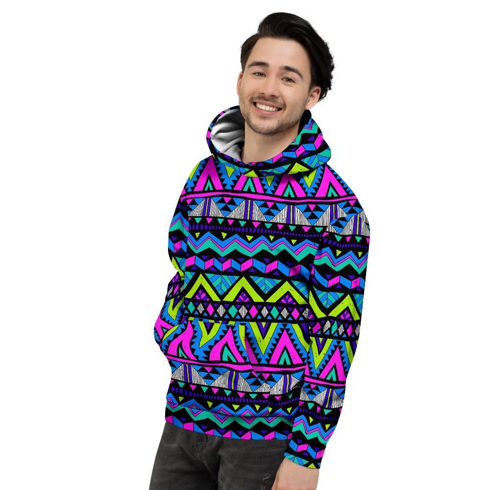 Neon Indian Aztec Doodle Men's Hoodie-grizzshop