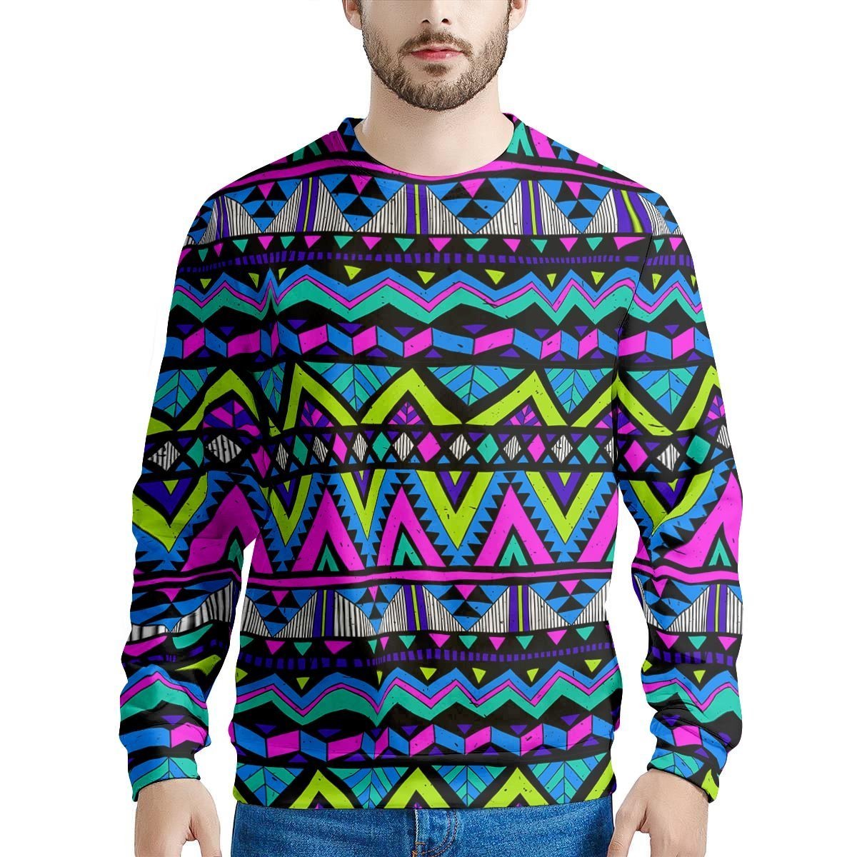 Colorful Indian Aztec Doodle Triangles Hoodie Dress