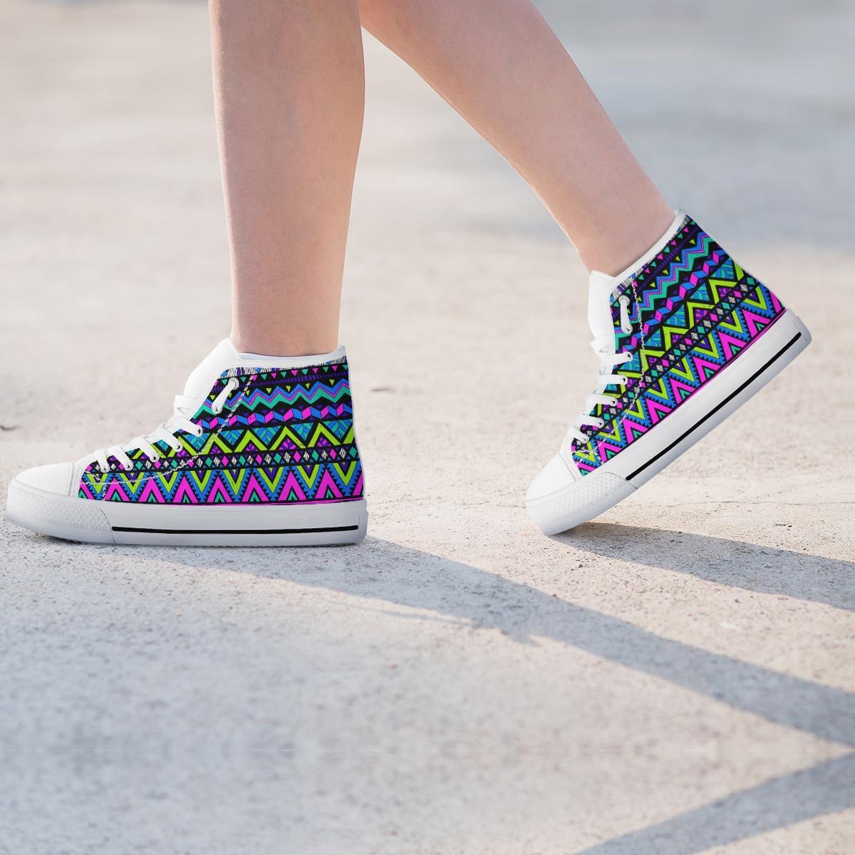 Neon Indian Aztec Doodle Women's High Top Shoes-grizzshop