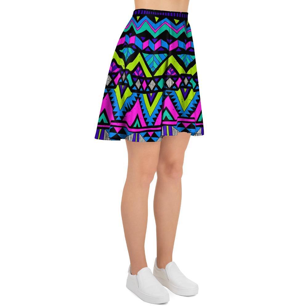 Neon Indian Aztec Doodle Women's Skirt-grizzshop