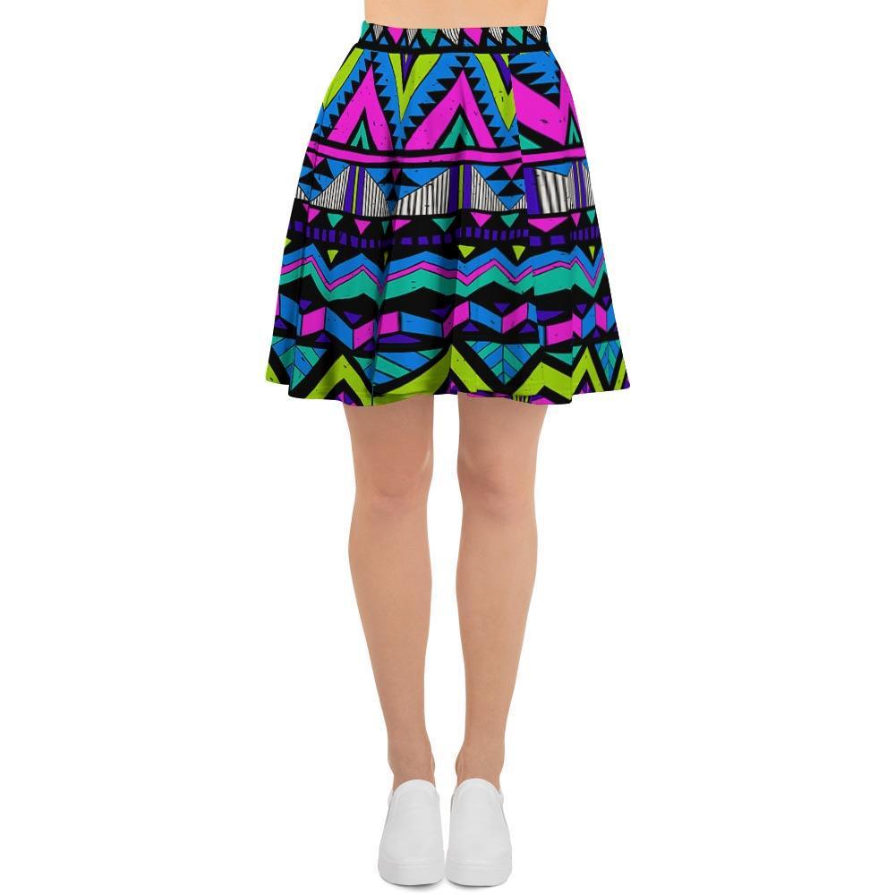 Neon Indian Aztec Doodle Women's Skirt-grizzshop