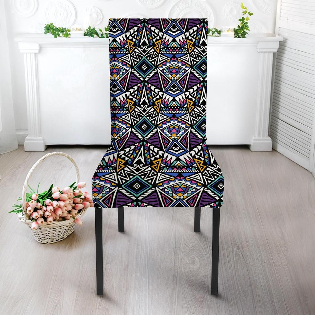 Neon Indian Aztec Triangles Abstract Geometric Art Chair Cover-grizzshop