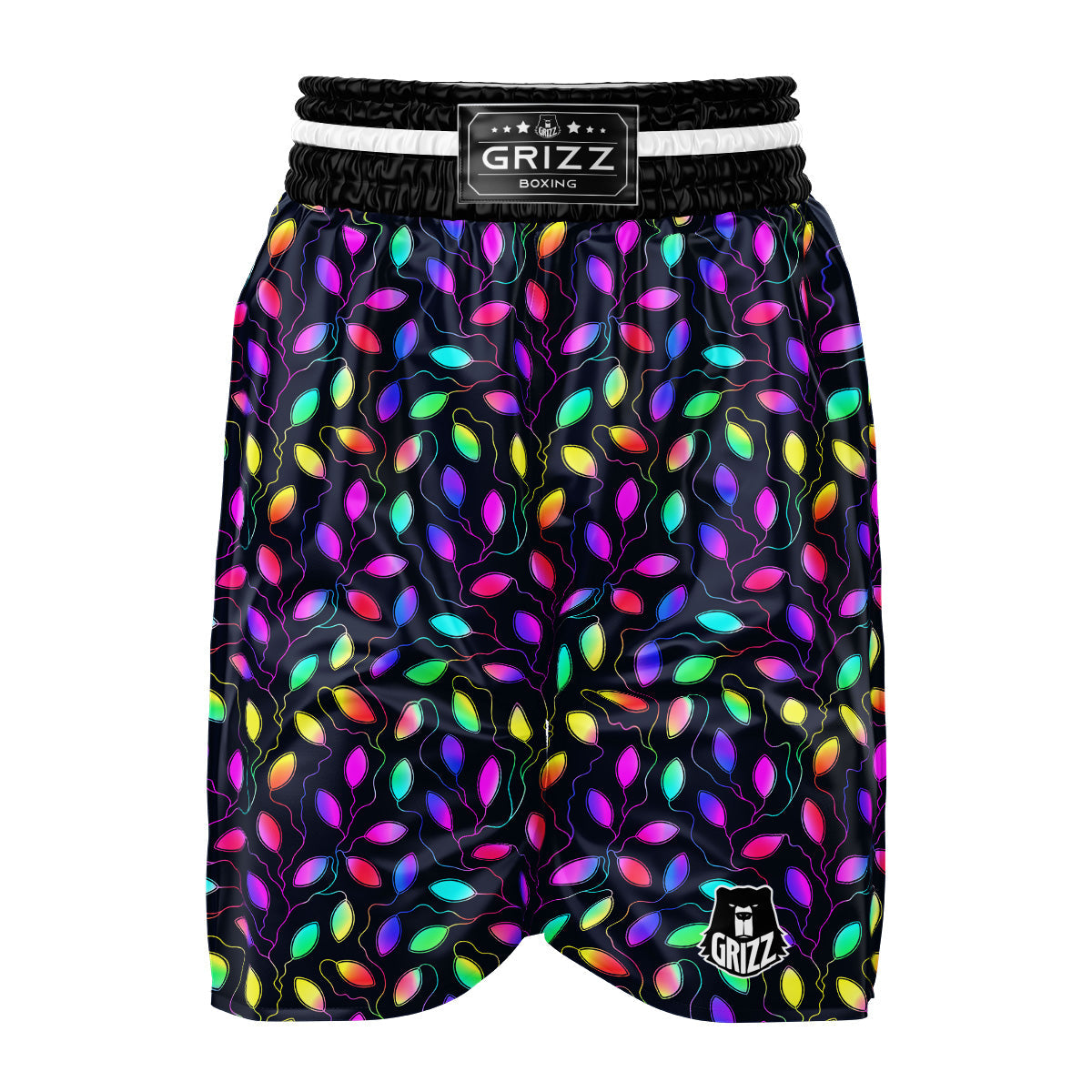 Neon Leaf Print Pattern Boxing Shorts-grizzshop