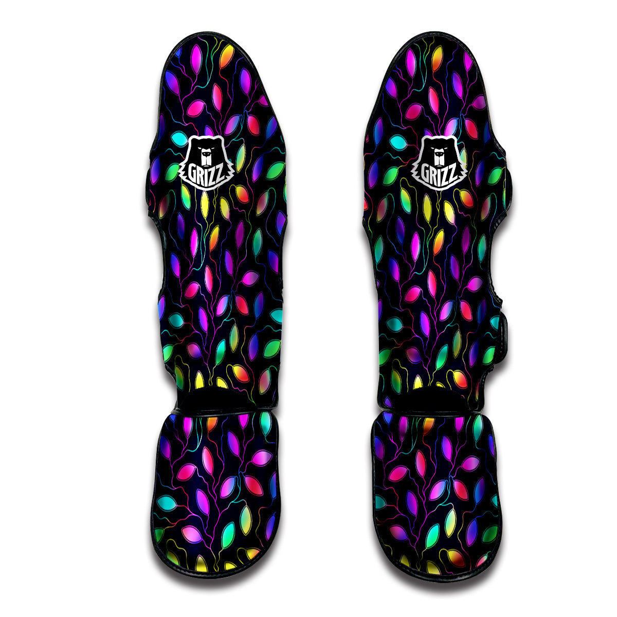 Neon Leaf Print Pattern Muay Thai Shin Guards-grizzshop