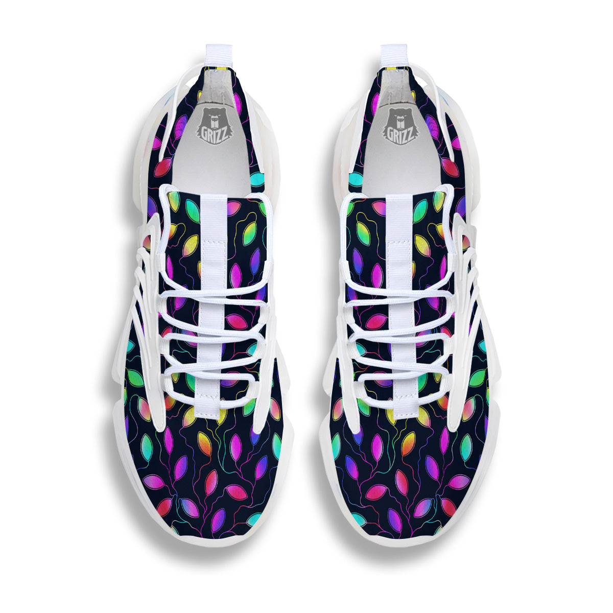 Neon Leaf Print Pattern White Gym Shoes-grizzshop