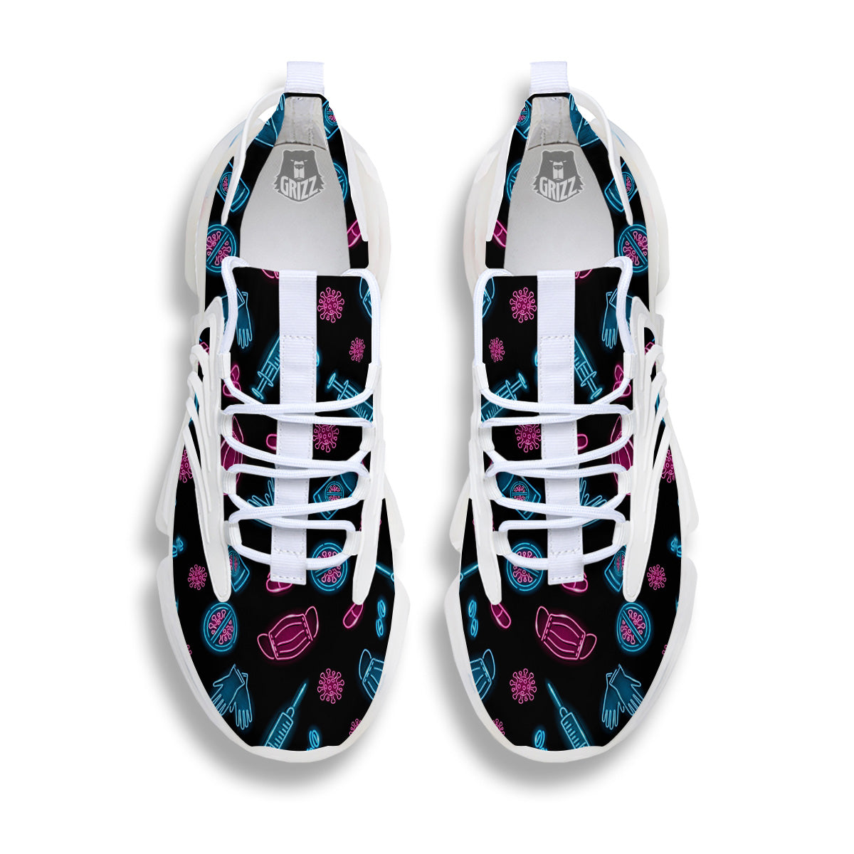 Neon Medical Equipment Print Pattern White Gym Shoes-grizzshop