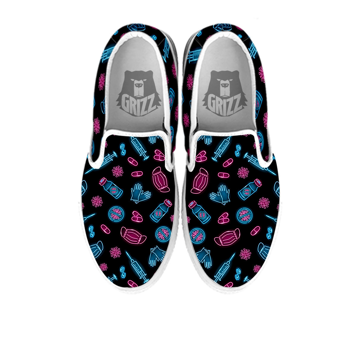 Neon Medical Equipment Print Pattern White Slip On Shoes-grizzshop