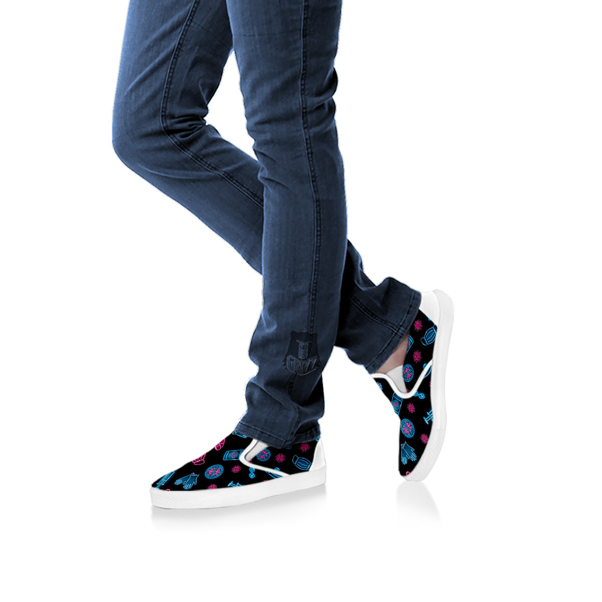 Neon Medical Equipment Print Pattern White Slip On Shoes-grizzshop