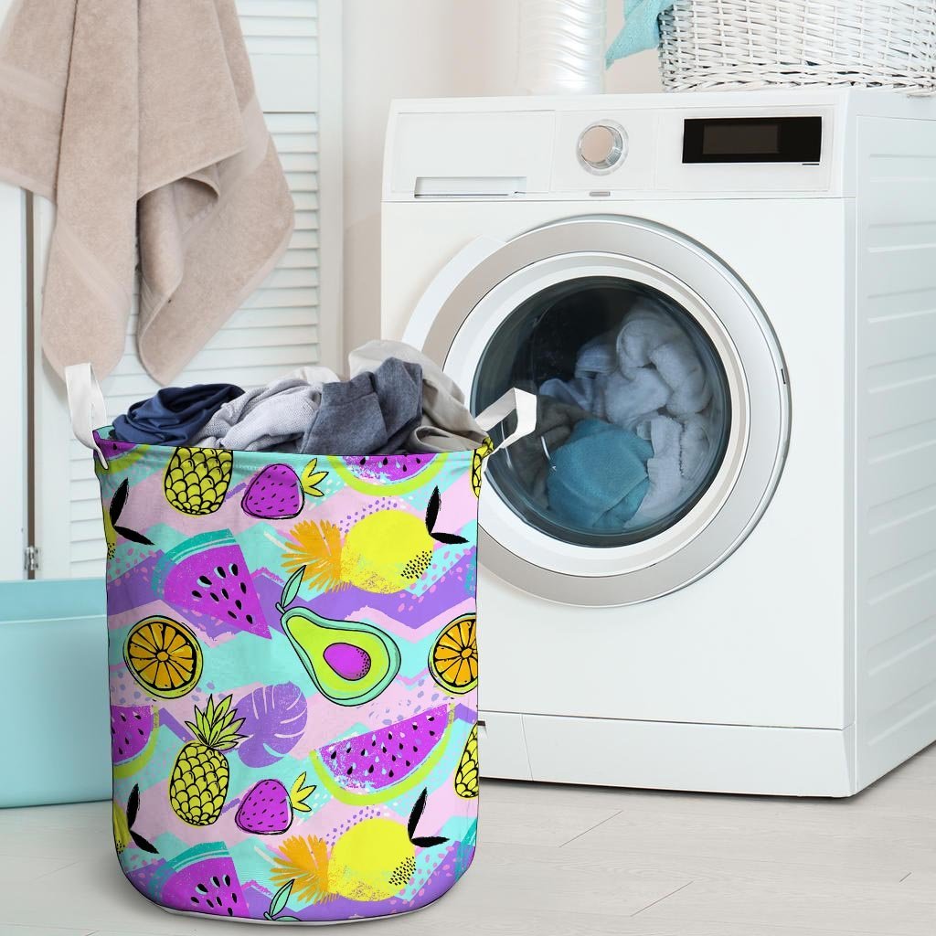 Neon Mix Fruit Pineapple Hawaiian Print Laundry Basket-grizzshop