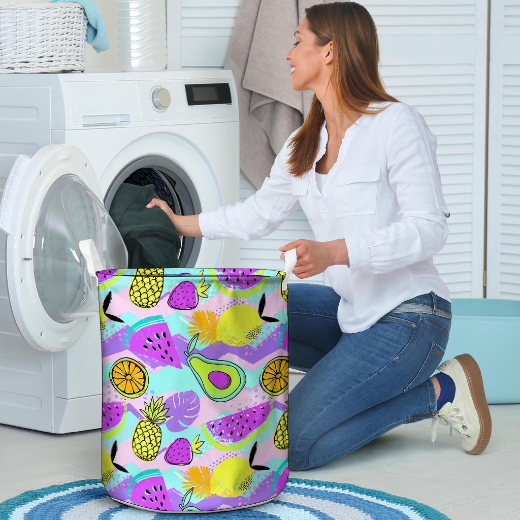 Neon Mix Fruit Pineapple Hawaiian Print Laundry Basket-grizzshop