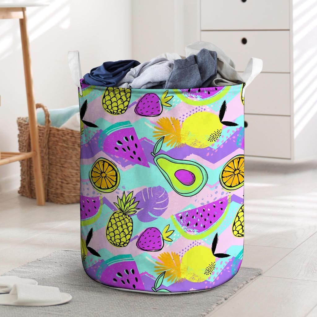 Neon Mix Fruit Pineapple Hawaiian Print Laundry Basket-grizzshop
