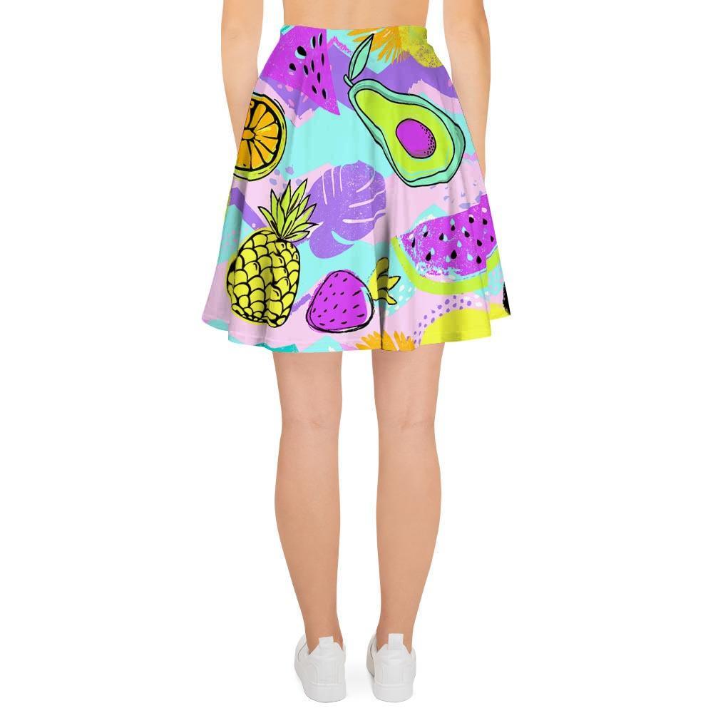 Neon Mix Fruit Pineapple Hawaiian Print Women's Skirt-grizzshop