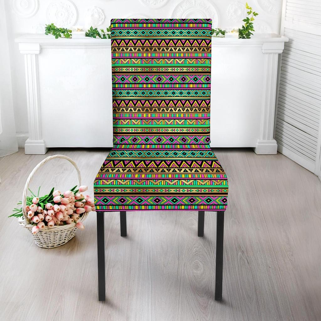 Neon Multicolor Ethic Aztec Aztec Grunge Geometric Print Chair Cover-grizzshop