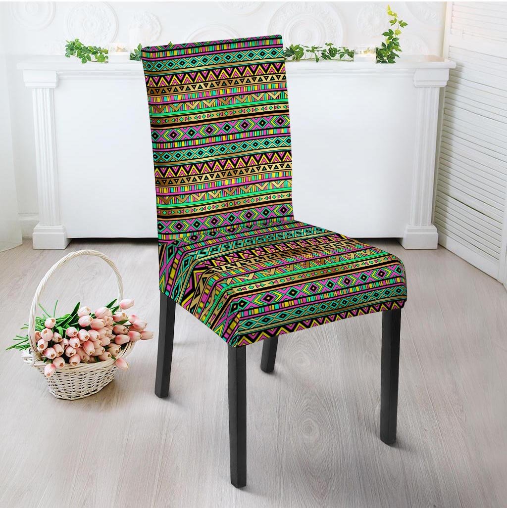 Neon Multicolor Ethic Aztec Aztec Grunge Geometric Print Chair Cover-grizzshop