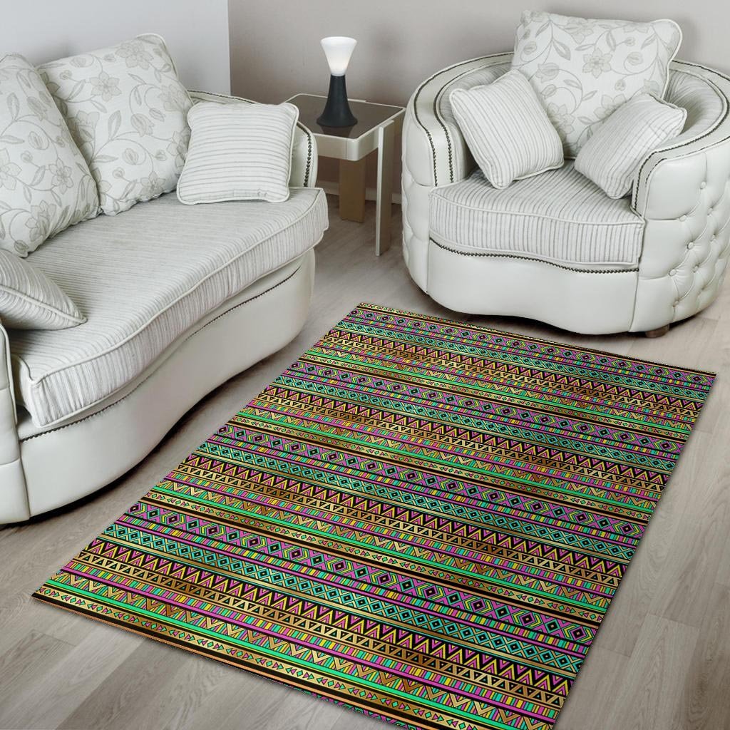 Neon Multicolor Ethic Aztec Aztec Grunge Geometric Print Floor Mat-grizzshop
