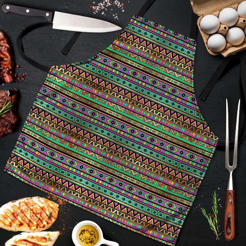 Neon Multicolor Ethic Aztec Aztec Grunge Geometric Print Men's Apron-grizzshop