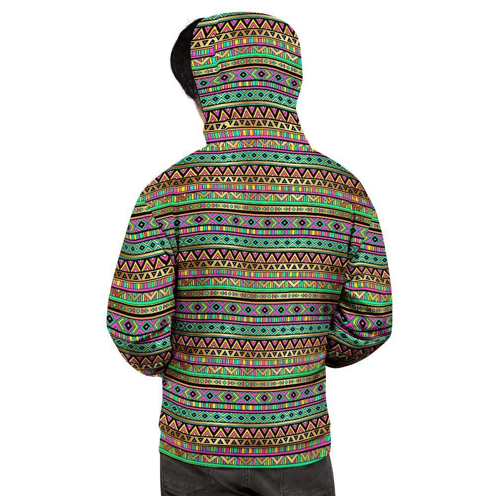 Neon Multicolor Ethic Aztec Aztec Grunge Geometric Print Men's Hoodie-grizzshop
