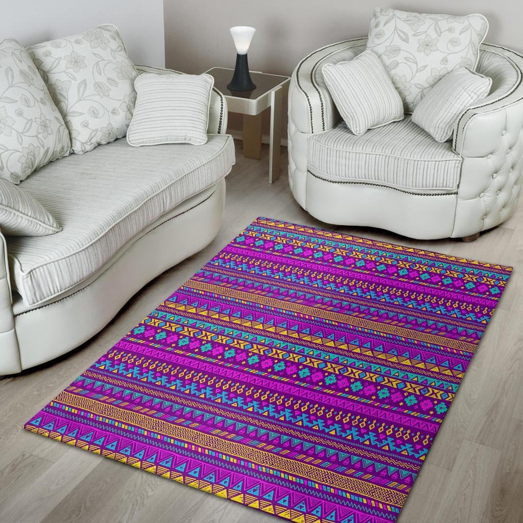 Neon Multicolor Ethic Aztec Doodle Print Floor Mat-grizzshop
