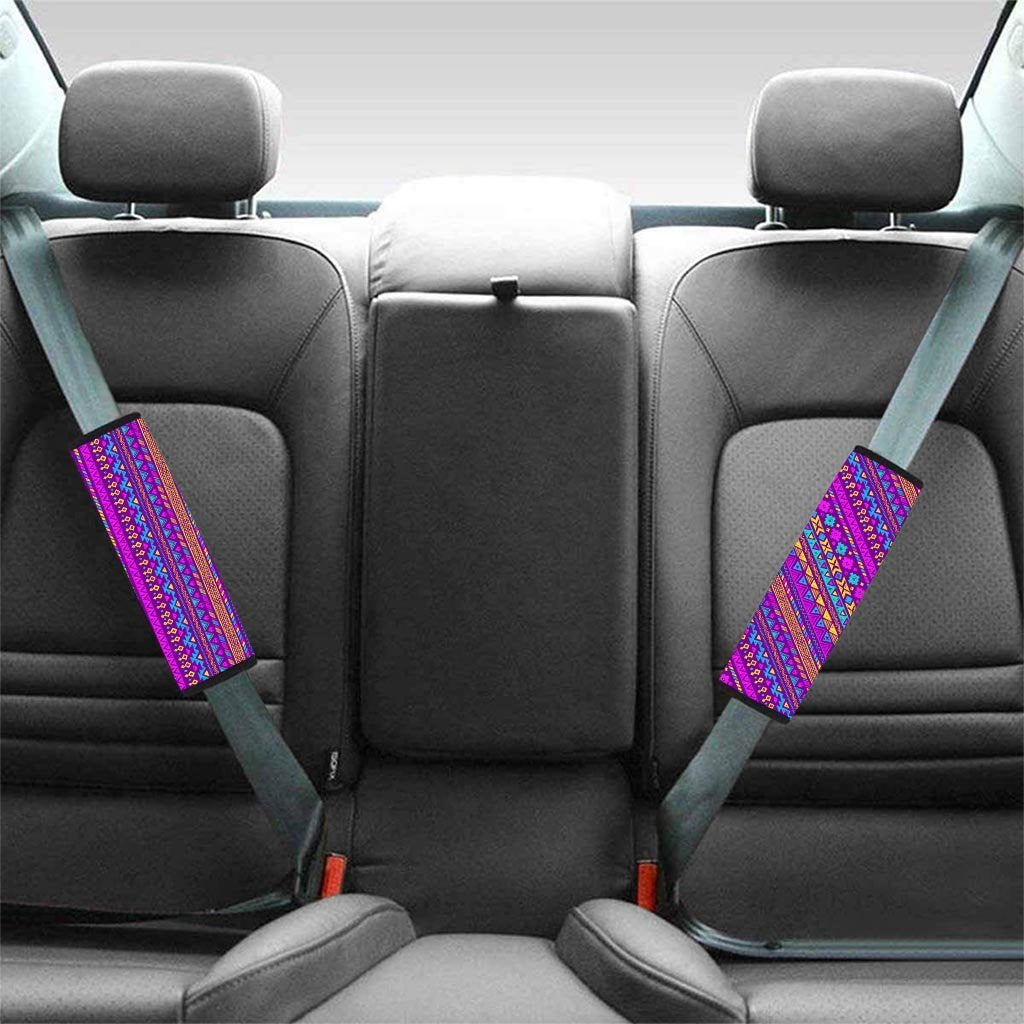 Neon Multicolor Ethic Aztec Doodle Print Seat Belt Cover-grizzshop