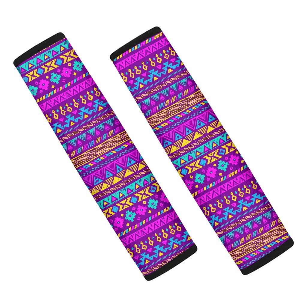 Neon Multicolor Ethic Aztec Doodle Print Seat Belt Cover-grizzshop