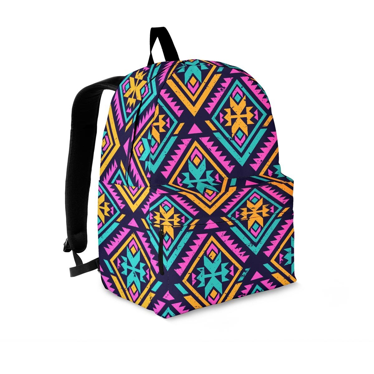 Neon Multicolor Ethic Aztec Grunge Print Backpack-grizzshop
