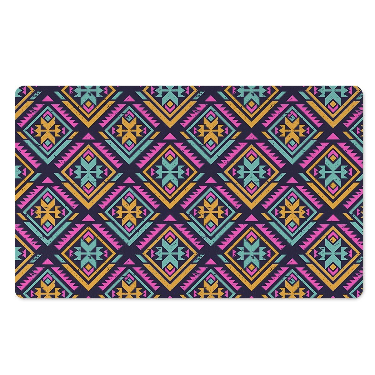 Neon Multicolor Ethic Aztec Grunge Print Door Mat-grizzshop