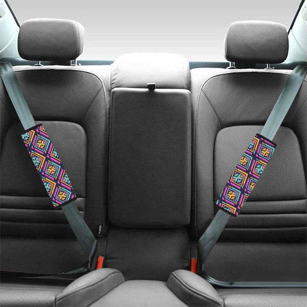 Neon Multicolor Ethic Aztec Grunge Print Seat Belt Cover-grizzshop