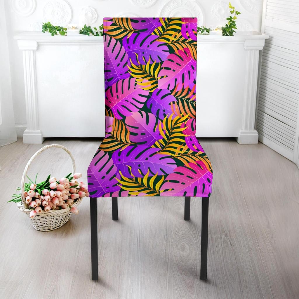Neon Palm Leaf Edm Print Chair Cover-grizzshop
