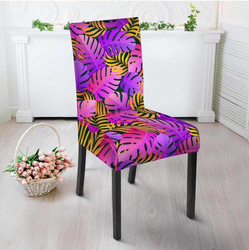 Neon Palm Leaf Edm Print Chair Cover-grizzshop