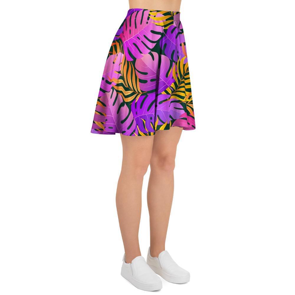 Neon Palm Leaf Edm Print Women's Skirt-grizzshop
