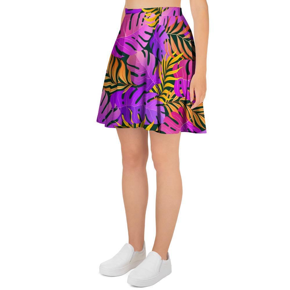 Neon Palm Leaf Edm Print Women's Skirt-grizzshop