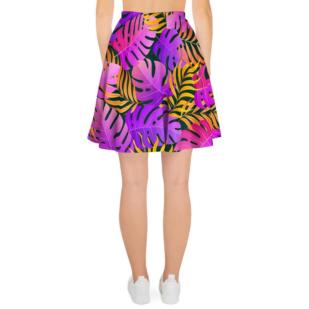 Neon Palm Leaf Edm Print Women's Skirt-grizzshop