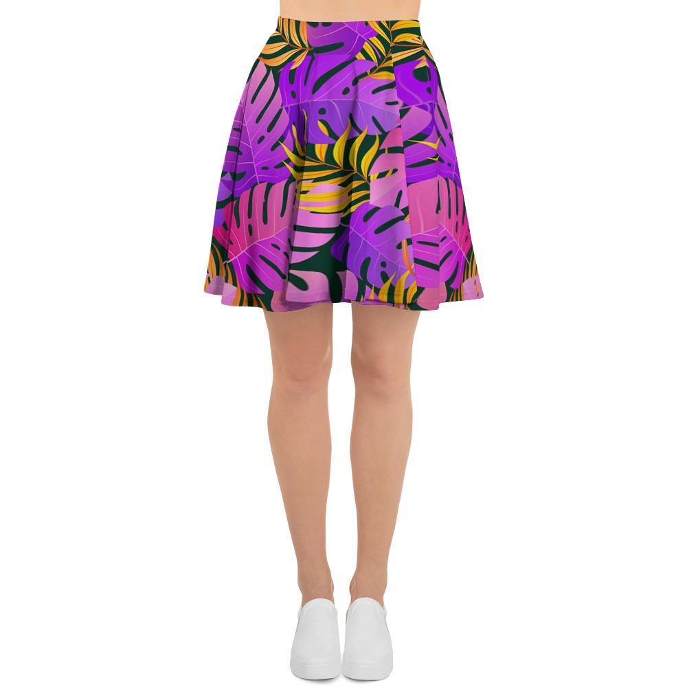 Neon Palm Leaf Edm Print Women's Skirt-grizzshop