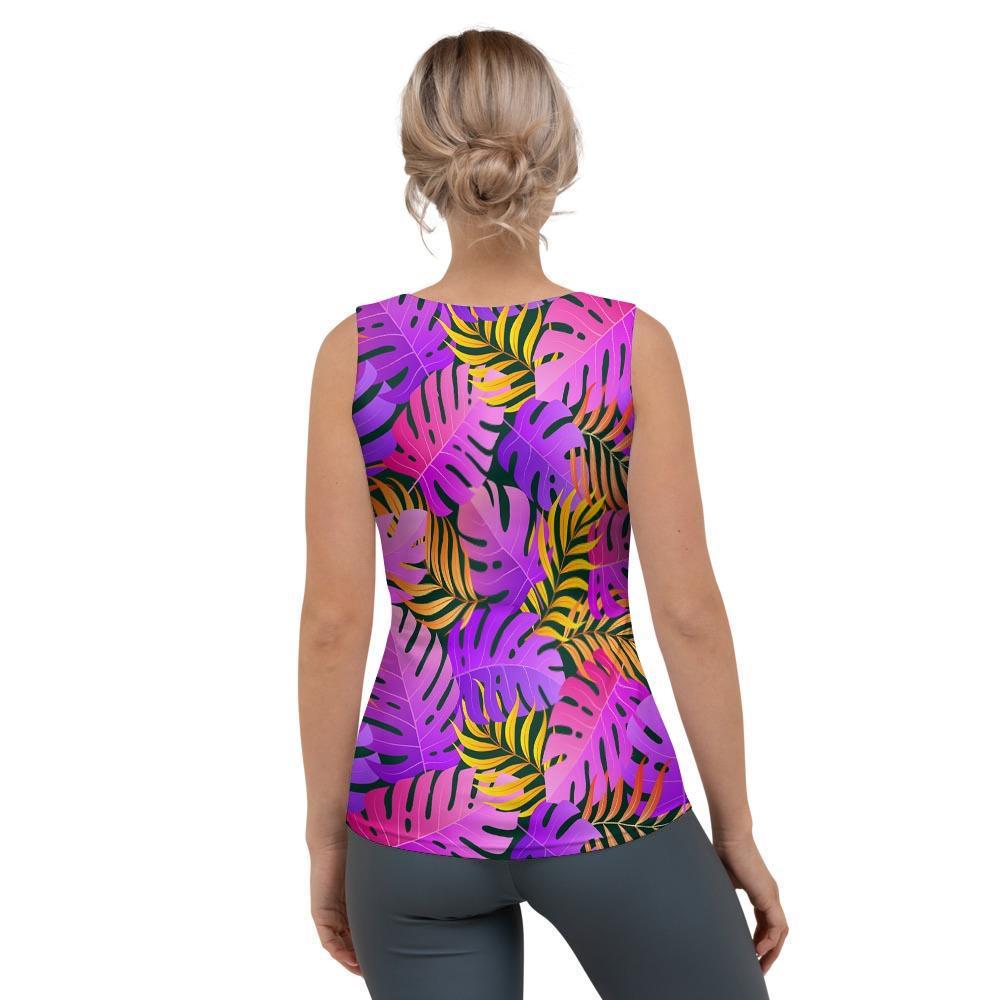 Neon Palm Leaf Edm Print Women's Tank Top-grizzshop