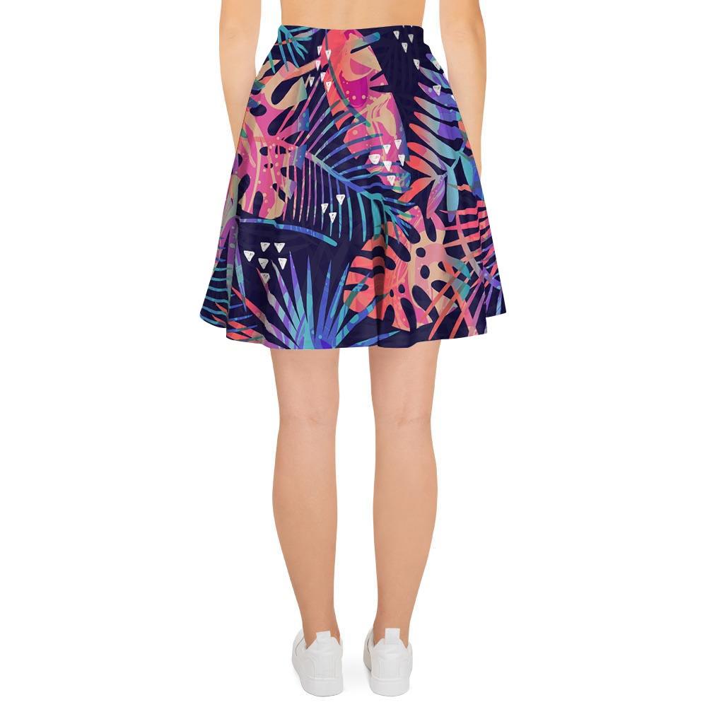 Neon Palm Leaf Hawaiian Print Women's Skirt-grizzshop
