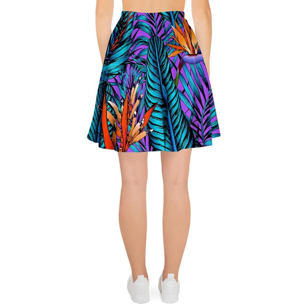 Neon Palm Leaf Tropical Print Women's Skirt-grizzshop