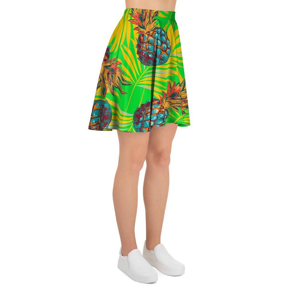 Neon Pineapple Hawaiian Print Women's Skirt-grizzshop