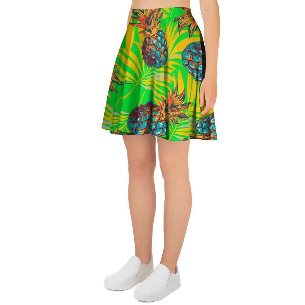 Neon Pineapple Hawaiian Print Women's Skirt-grizzshop