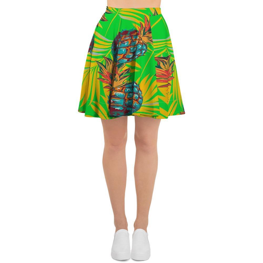 Neon Pineapple Hawaiian Print Women's Skirt-grizzshop