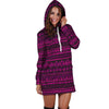 Neon Pink Ethic Aztec Print Hoodie Dress-grizzshop