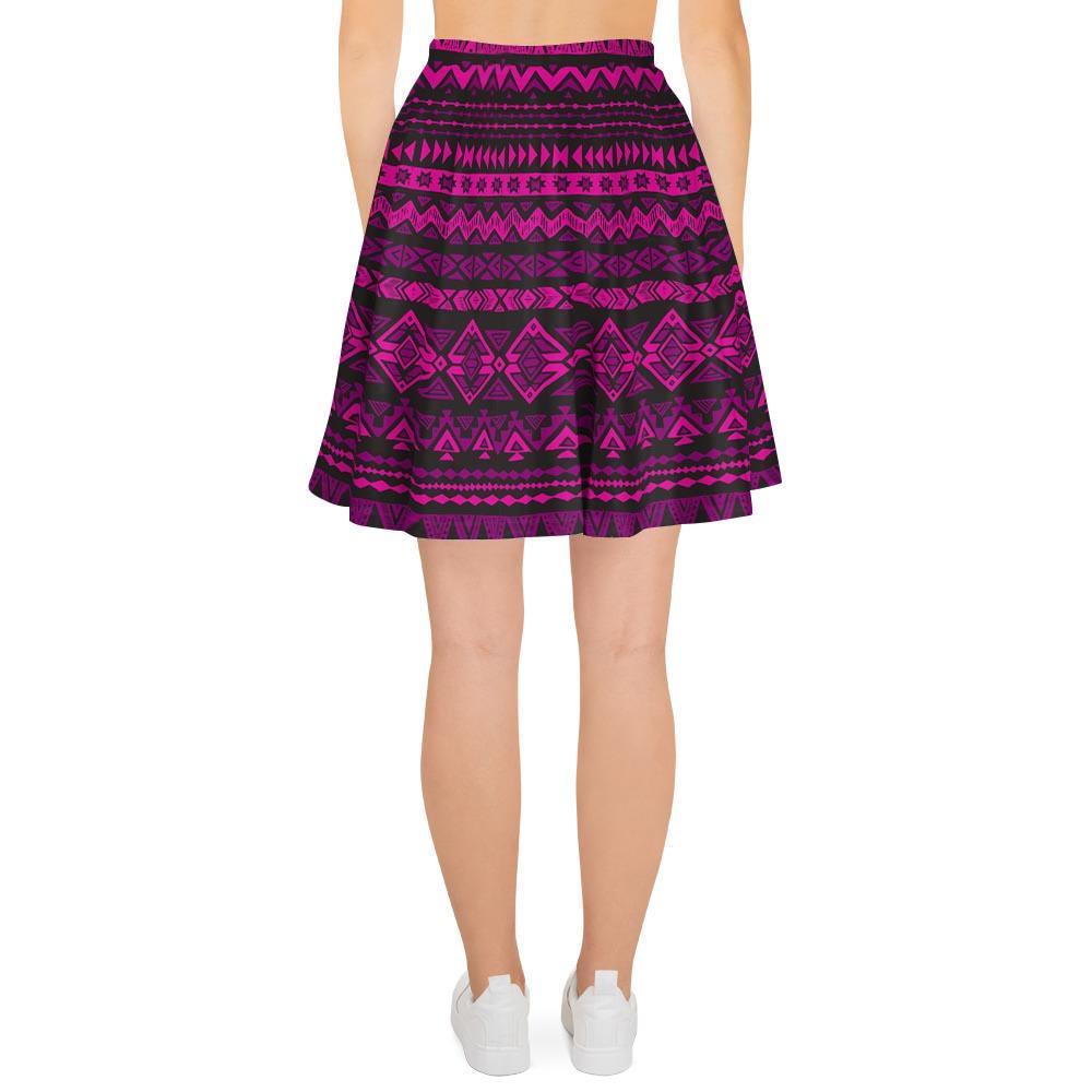 Neon Pink Ethic Aztec Print Women's Skirt-grizzshop