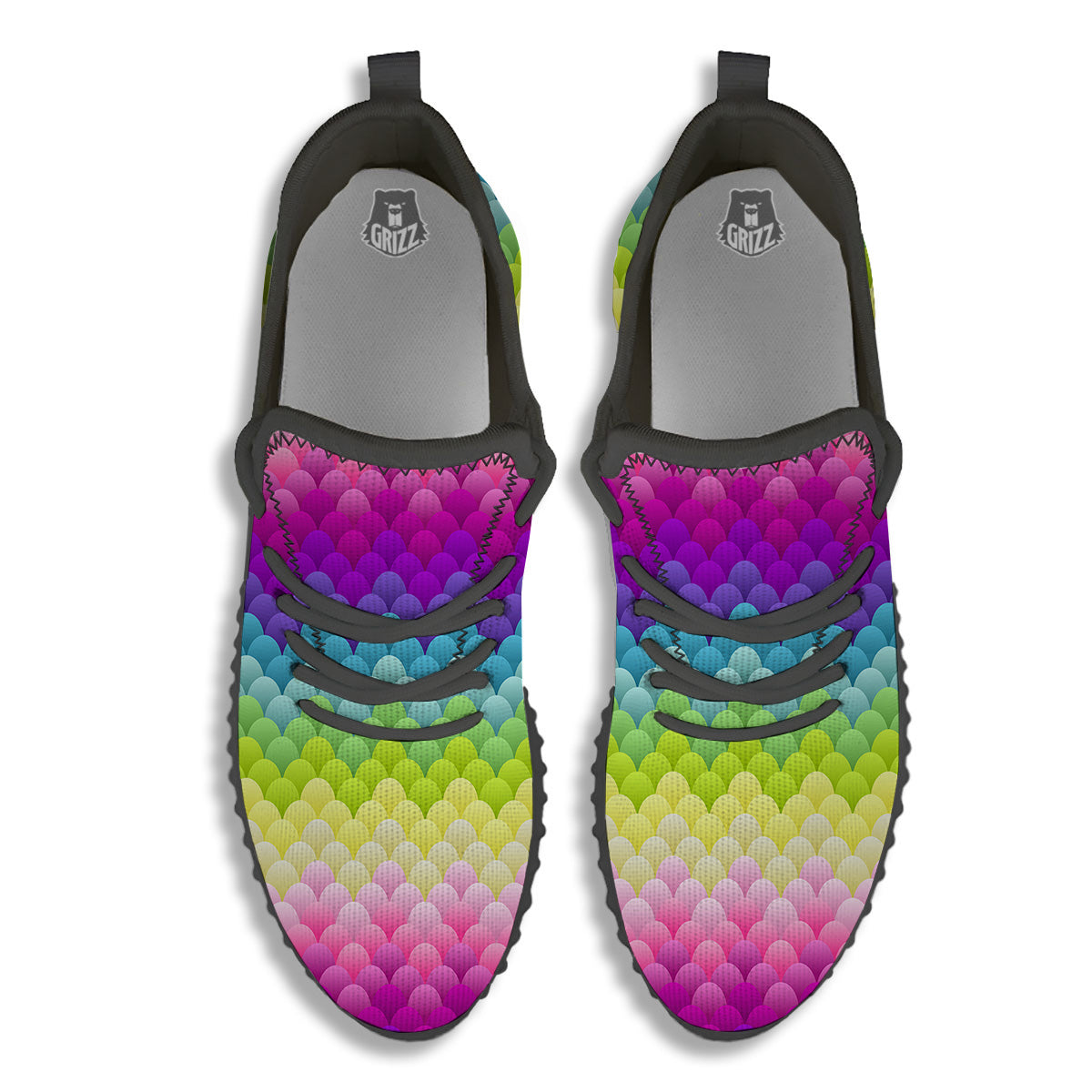 Neon Rainbow Light Blobs Print Pattern Black Walking Shoes-grizzshop