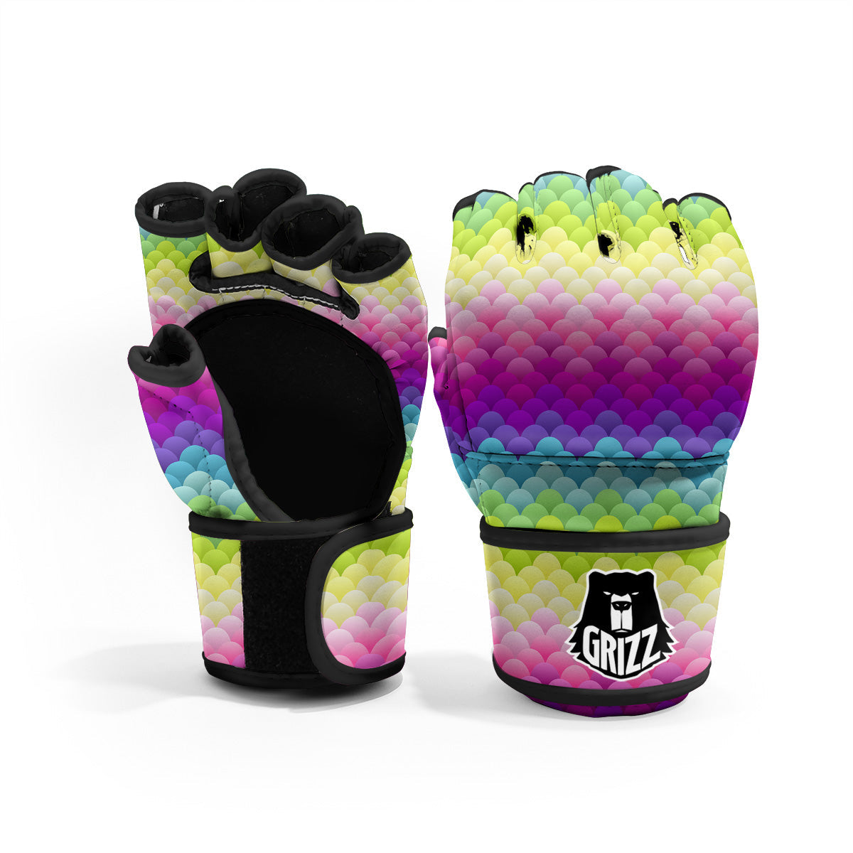 Neon Rainbow Light Blobs Print Pattern MMA Gloves-grizzshop