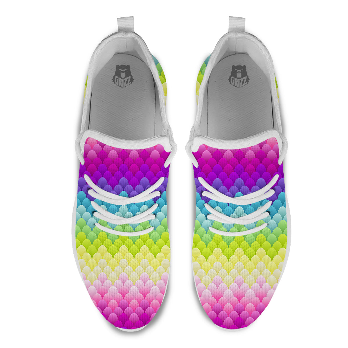 Neon Rainbow Light Blobs Print Pattern White Athletic Shoes-grizzshop